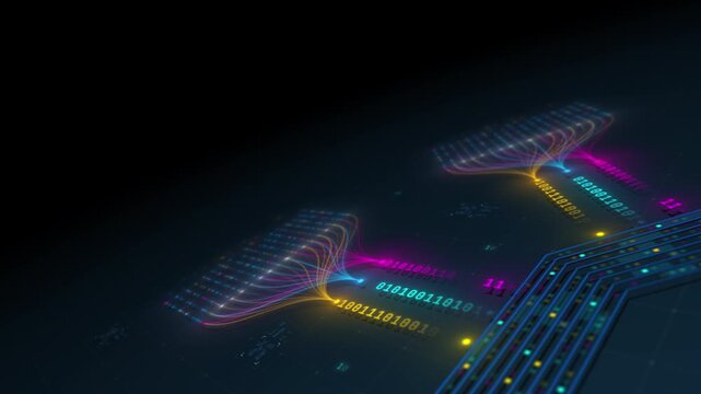 AI Neural Network Output Streaming Big Data Distribution Visualization Motion Design Seamless Loop