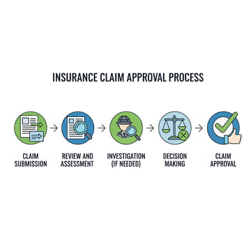 Insurance Claim Approval Process Flowchart with Icons