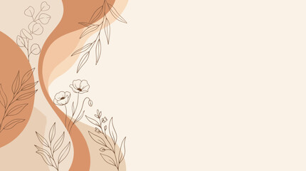 Elegant beige botanical design with flowing vines and leaves for backgrounds. © Kyle