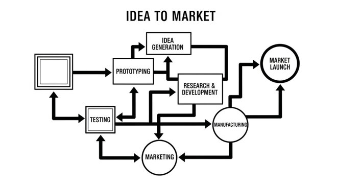 Idea to Market Process Flowchart - Innovation and Commercialization.