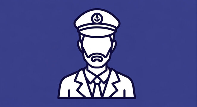 Illustration of a Captain with a Beard and Uniform.