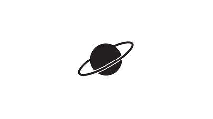 Planet Saturn icon logo with ring silhouette, simple flat design on clean white background for space branding featuring cosmos, astronomy, solar © Farjana