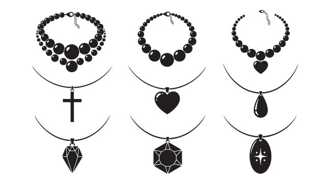 Rosary bead jewelry icons with black cross, heart pendant, water drop talisman, and faceted crystal charm set featuring Catholic icon, prayer symbol,