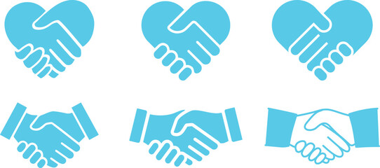 Obraz premium Handshake icon set vector symbol of agreement partnership trust business deal greeting collaboration communication professional support unity concept collection group.