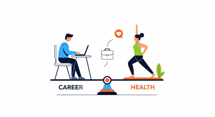 Fototapeta premium Balance between career and health, work-life balance concept