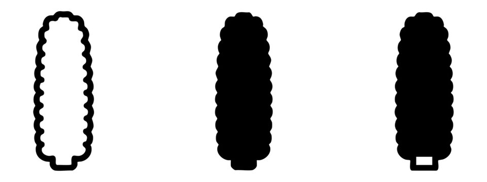 Corn cob silhouette set, simple vegetable icons for agriculture and food design