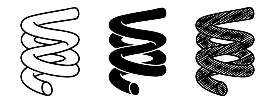 Spiral Water Slide Icon Set in Three Styles - Outline, Silhouette, and Hand-Drawn Sketch