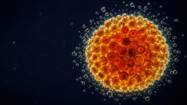 Astaxanthin is powerful antioxidant that enhances health and vitality, showcasing vibrant orange hues in microscopic forms