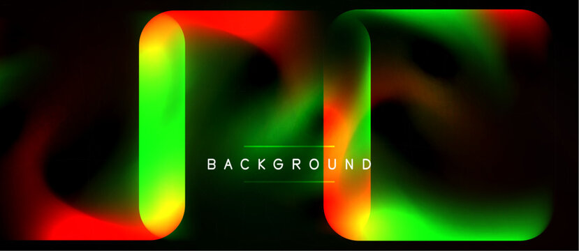 Abstract vibrant fluid shapes, red, green hues. Dark background creates dynamic visual effect. Text reads BACKGROUND.