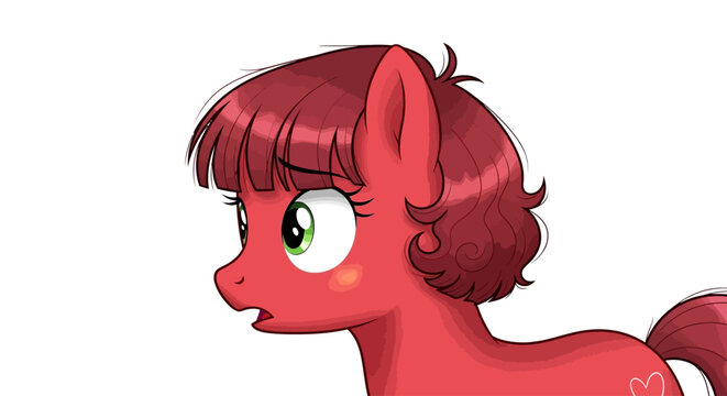 Pink Cartoon Pony Head Side View.