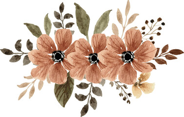Naklejka premium Terracotta floral arrangement watercolor painting