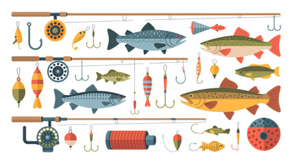 Set of colorful animal and object icons in flat design style Vector © MSTJOMILA