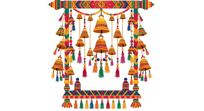 Traditional Indian Decorative Wooden Jhula Swing Ornament for Festive Home Decor.