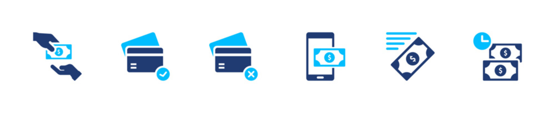 Payment methods icon set. transaction, finance, card, cash, banking. solid style icon collection.