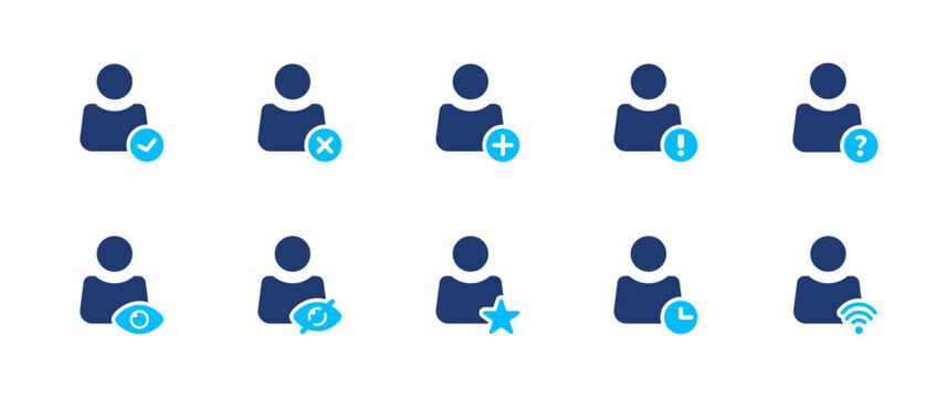 User actions icon set. interaction, activity, control, behavior, system. solid style icon collection.