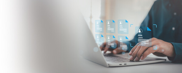 Human Resources HR management Recruitment Employment , representing employee data system, workforce management, business connection, leadership and talent analytics. © A Stockphoto
