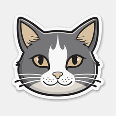 Fototapeta premium Cute Cartoon Cat Face Sticker