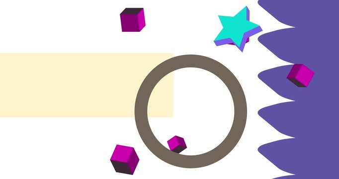 Geometrical graphic retro theme background animation with place for text. Minimal geometric elements frame video. Vintage abstract shapes for advertising.