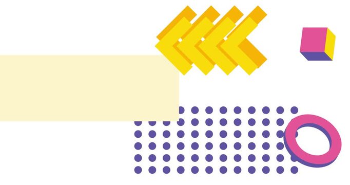 Geometrical graphic retro theme background animation with place for text. Minimal geometric elements frame video. Vintage abstract shapes for advertising.
