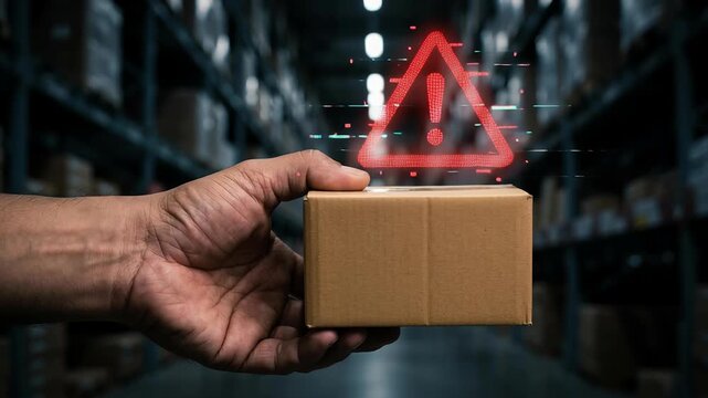 Exploring impact of supply chain disruption on global logistics network reveals challenges in managing warehouse inventory, package delivery, box handling, and risk alerts within hand operations