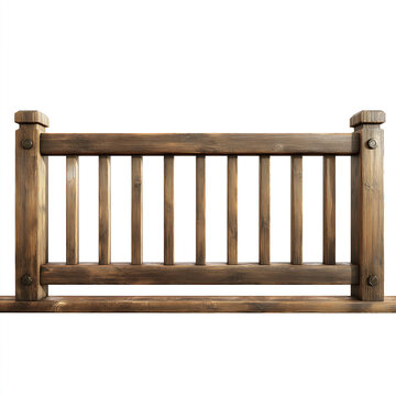 Rustic wooden fence gate panel isolated on white background