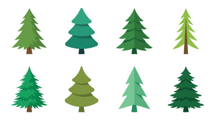 Fototapeta premium set of pine tree icons in flat design style
