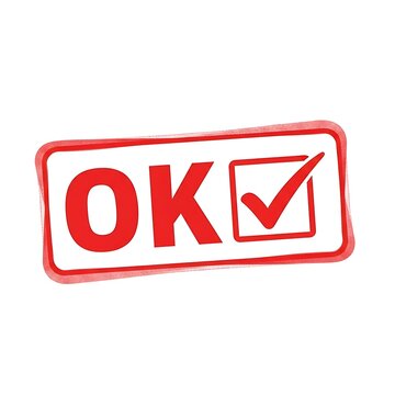 Okm text logo in red and white on white background