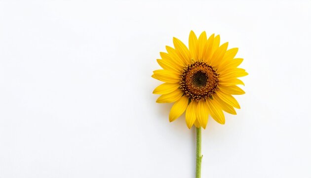 Single sunflower bright and detailed, isolated on white background, natural lighting