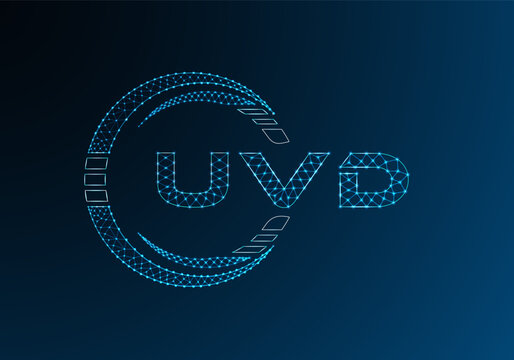 UVD low poly letter logo vector design. UVD lower poly logo design. Low poly logo.
