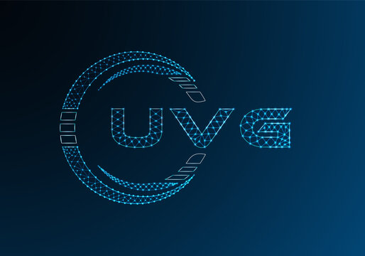 UVG low poly letter logo vector design. UVG lower poly logo design. Low poly logo.