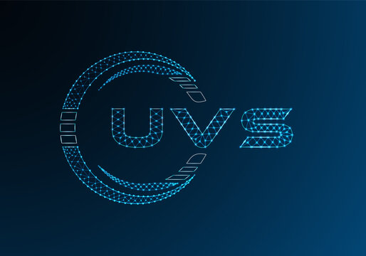 UVS low poly letter logo vector design. UVS lower poly logo design. Low poly logo.