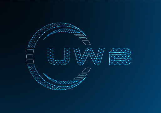 UWB low poly letter logo vector design. UWB lower poly logo design. Low poly logo.