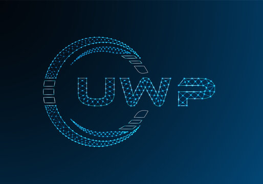 UWP low poly letter logo vector design. UWP lower poly logo design. Low poly logo.
