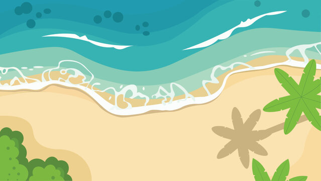 Coastal Waves Bali Beach Flat Design Illustration