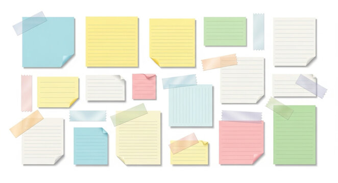 Colorful sticky note paper pads.