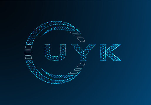 UYK low poly letter logo vector design. UYK lower poly logo design. Low poly logo.