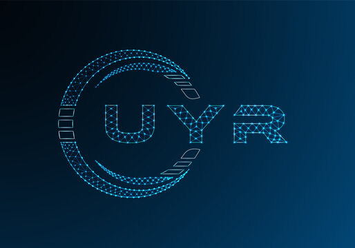 UYR low poly letter logo vector design. UYR lower poly logo design. Low poly logo.