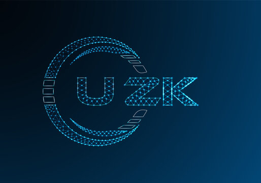 UZK low poly letter logo vector design. UZK lower poly logo design. Low poly logo.