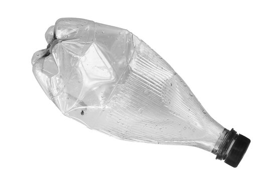 single transparent discard plastic bottle isolated on white background