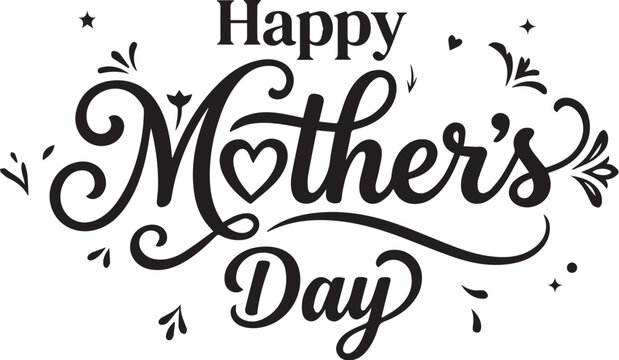 Happy Mothers Day decorative text vector illustration with elegant cursive lettering hearts and ornamental flourishes