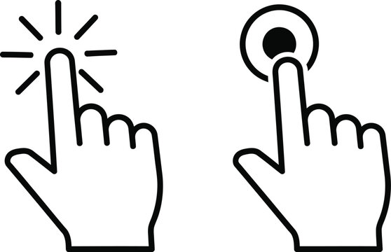 Vector graphic illustration of two hands clicking with different cursor styles