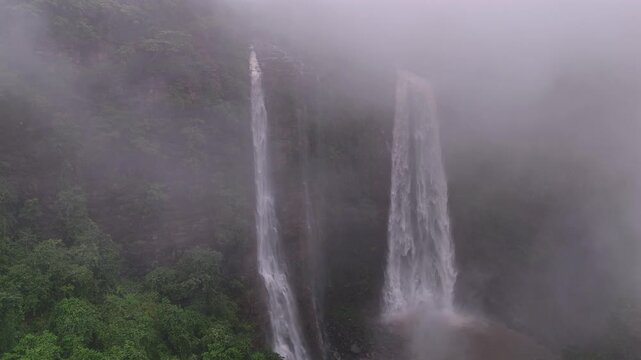 Aerial View of Waterfall During Monsoon in Rohtas Bihar India