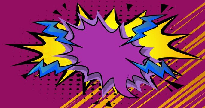 Cartoon background animation, comic book backdrop video. Retro comics pop art design.