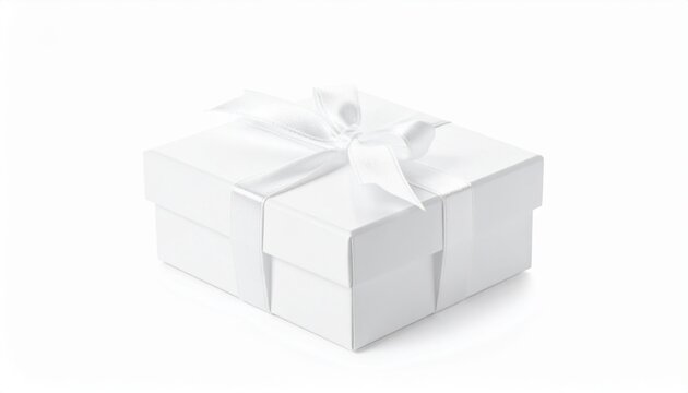Gift box with ribbon elegant style, isolated on white background, high detail, realistic