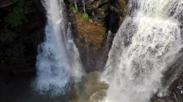 Aerial View of Waterfall During Monsoon in Rohtas Bihar India