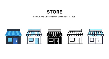 Naklejka premium Diverse Vector Store Icons Collection Modern Business and Retail Shop Symbols for Web and Mobile UI/UX Design Projects