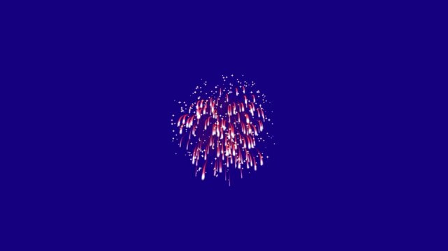 Colorful firework explosion, blue sky background,3d rendering fireworks bloom, celebration light explosion, 4k seamless festival animation.