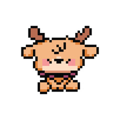 Fototapeta premium Cute illustration pixel art character deer design vector