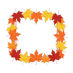 Fototapeta premium Autumn Maple Leaf Border Frame - Red, Orange, Yellow Fall Foliage Decoration