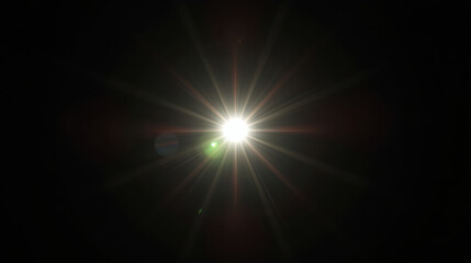 Obraz premium Bright starburst lens flare with subtle colorful artifacts and dramatic contrast